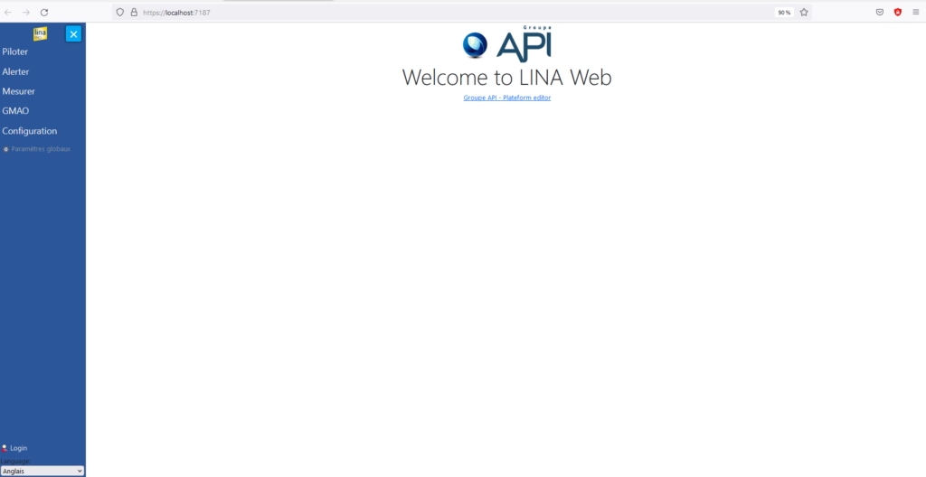 Page d'accueil de l'application LINA Web